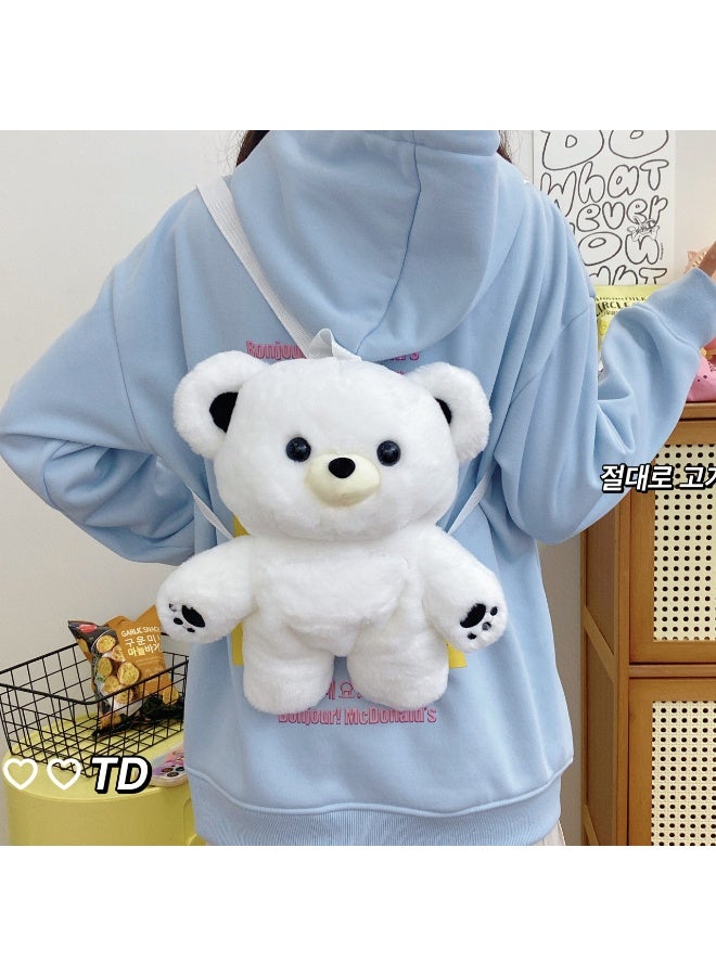 lebonaer White plush bear backpack! Can be carried by both shoulders or held in hands. Essential for daily outings and photo-taking. A great gift suggestion. - Image 4