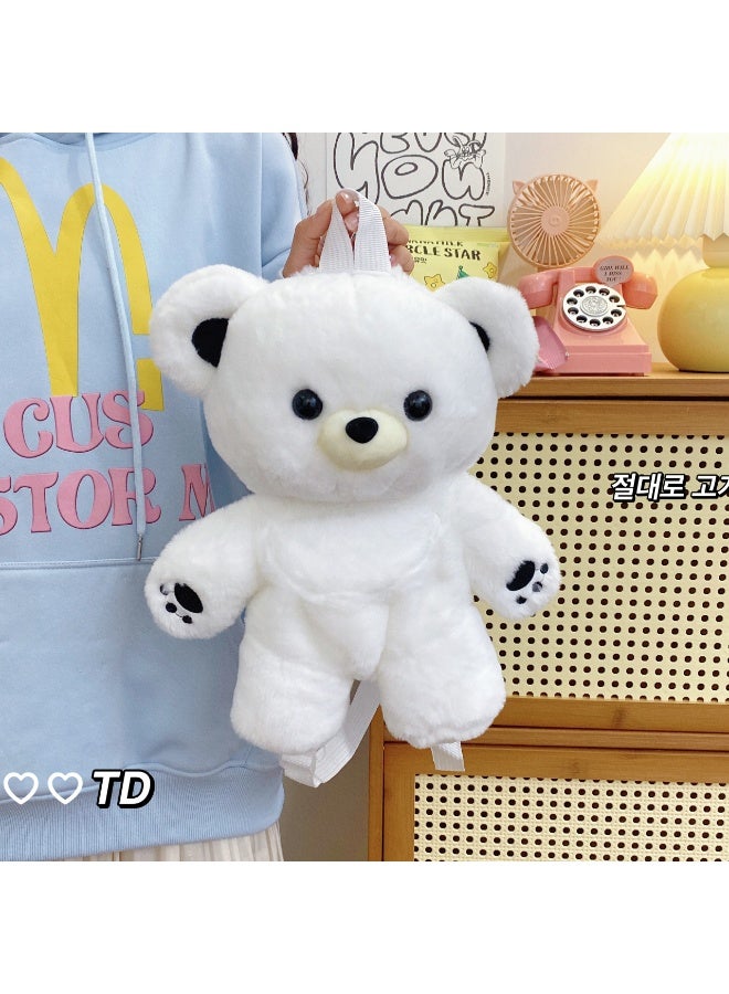 lebonaer White plush bear backpack! Can be carried by both shoulders or held in hands. Essential for daily outings and photo-taking. A great gift suggestion. - Image 3