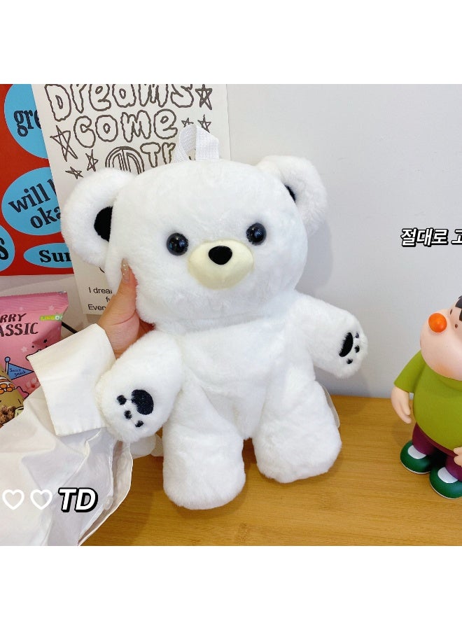 lebonaer White plush bear backpack! Can be carried by both shoulders or held in hands. Essential for daily outings and photo-taking. A great gift suggestion. - Image 5