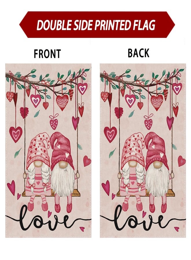 ZAEW Valentines Day Romantic Swing Gnome Love Hearts House Flag Big Large Burlap 28X40 Inch Vertical Double Sided Outside Yard Holiday Outdoor Farmhouse Decoration - Image 4