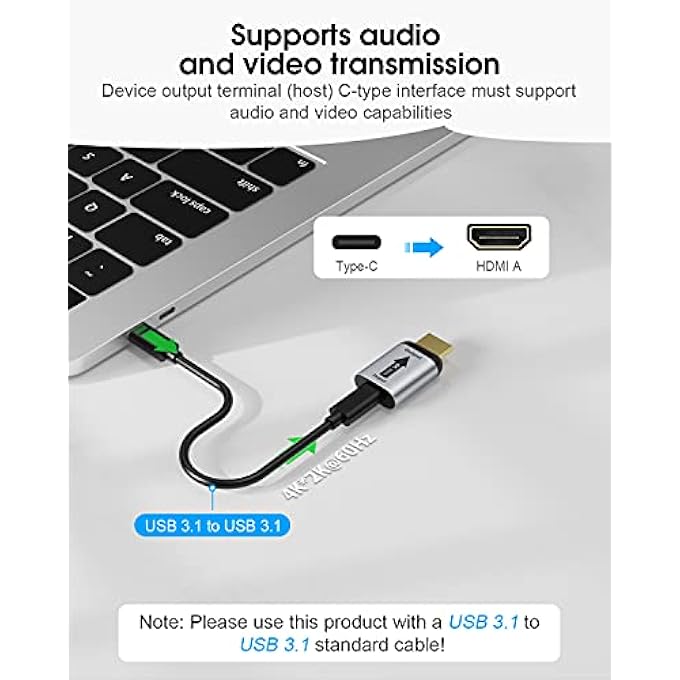 ELUTENG USB C TO HDMI, USB TYPE C TO HDMI ADAPTER (THUNDERBOLT 3 COMPATIBLE) 4K 60HZ SUPPORT AUDIO AND VIDEO TRANSMISSION TYPE C 3.1 TO HDMI COUPLER FEMALE TO MALE FOR USB-C DEVICES - Image 3