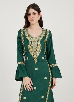 Maxim Creation Embroidered Cotton Kaftan with Bell Sleeves by Styli  - Image 5