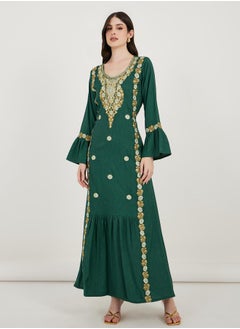 Maxim Creation Embroidered Cotton Kaftan with Bell Sleeves by Styli  - Image 4