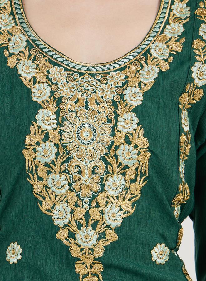 Take Two Embroidered Cotton Kaftan with Bell Sleeves - Image 3