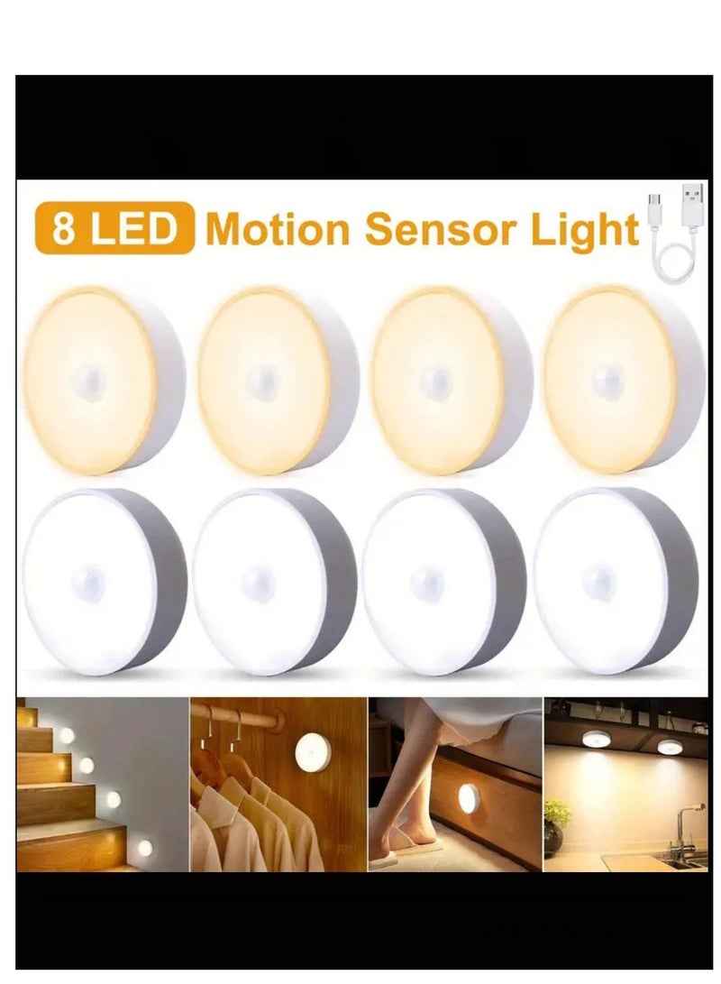 MITOYO Motion Sensor Light - Under Cabinet Light - White Light and Warm Light - Rechargeable Night Light for Kitchen, Staircase, Bedroom, Drawer - Image 1