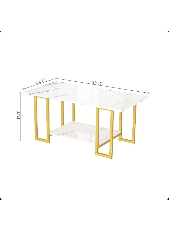 YINZUO Console,Coffee, and Side with White Marble and Gold Metal Frame – Stylish Living Room Center for Home and Office, Enterway,Front Sofa (Coffee Table) - Image 3