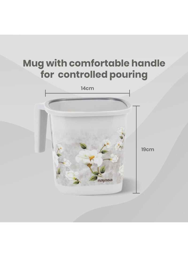 NAYASA Nayasa Sqr Ring Marble Bathroom Set 2 Pcs Bucket 25 L Mug 15 L Bathroom Set Bath Set for Bathroom Grey  - Image 2