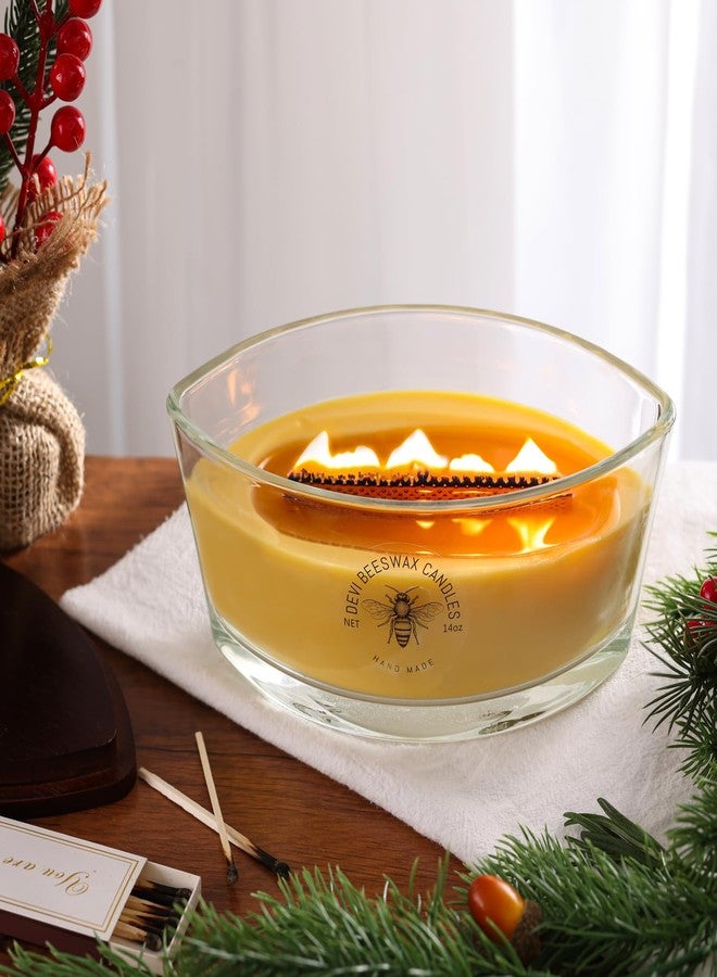 DEVI Pure Beeswax Candles Jar Candles 2 Pcs, Large Bees Wax Candles for Home Unscented 14 oz, Gifts for Women & Men, Emergency Candles, 50-60 Hours Burning, Non Toxic Candles, Paraffin-Free - Image 4