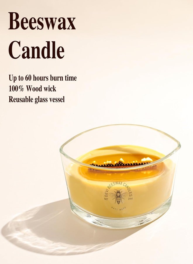 DEVI Pure Beeswax Candles Jar Candles 2 Pcs, Large Bees Wax Candles for Home Unscented 14 oz, Gifts for Women & Men, Emergency Candles, 50-60 Hours Burning, Non Toxic Candles, Paraffin-Free - Image 2