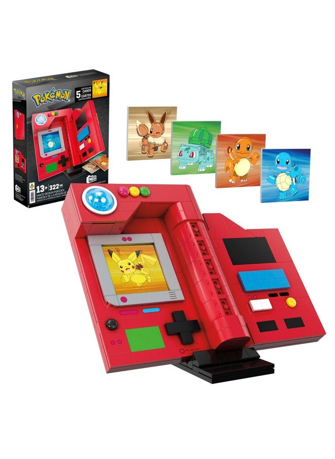 Mega Brands MEGA Pokémon Building Toys Set, Kanto Region Pokédex with 322 Pieces, Light and 5 Lenticular Cards, for Kids or Adult Collectible  - Image 1