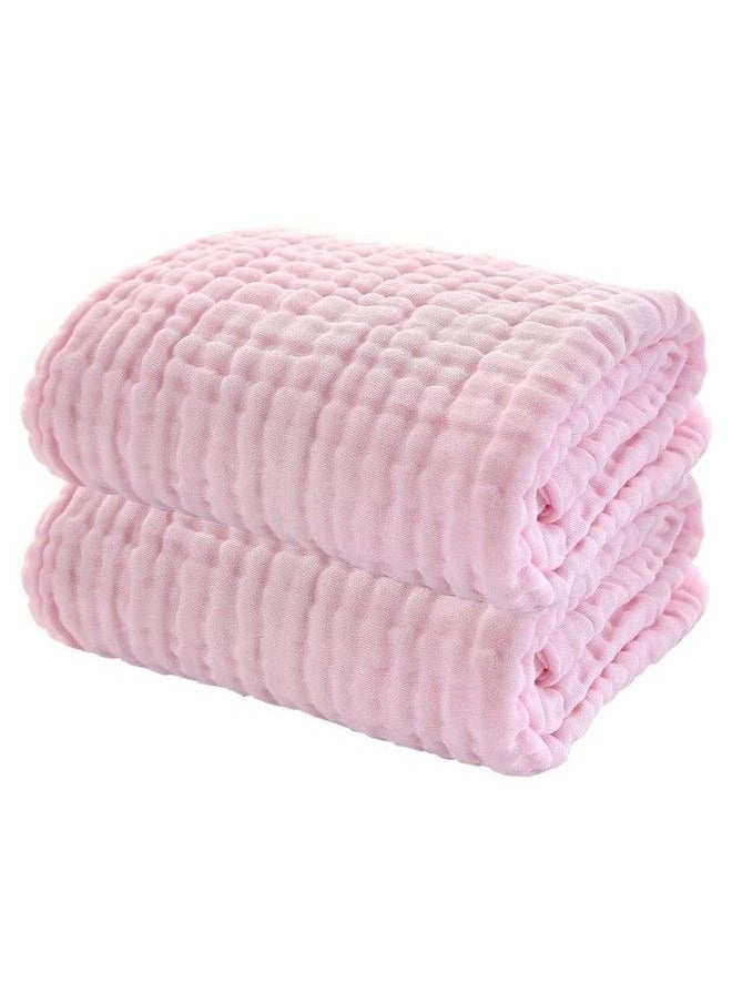 MOM'S HOME Baby Super Soft Absorbent Muslin 6 Layer Wash Towel100X100 Cm (0 3 Years)Pink  - Image 3