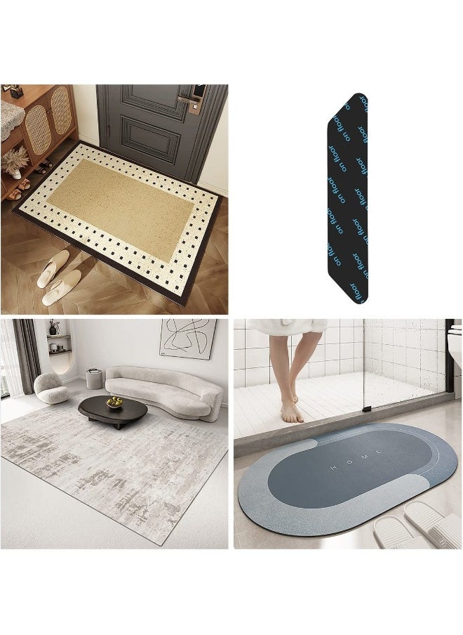 Generic - Rug Gripper Rug Tape 10 Pcs Double Sided Anti Curling Non Slip Reusable Black Trapezoid Rug Pad  for Hardwood Floors, Carpets, Floor Mats in Place & Make Corner Flat and Easily Peel Off - Image 1