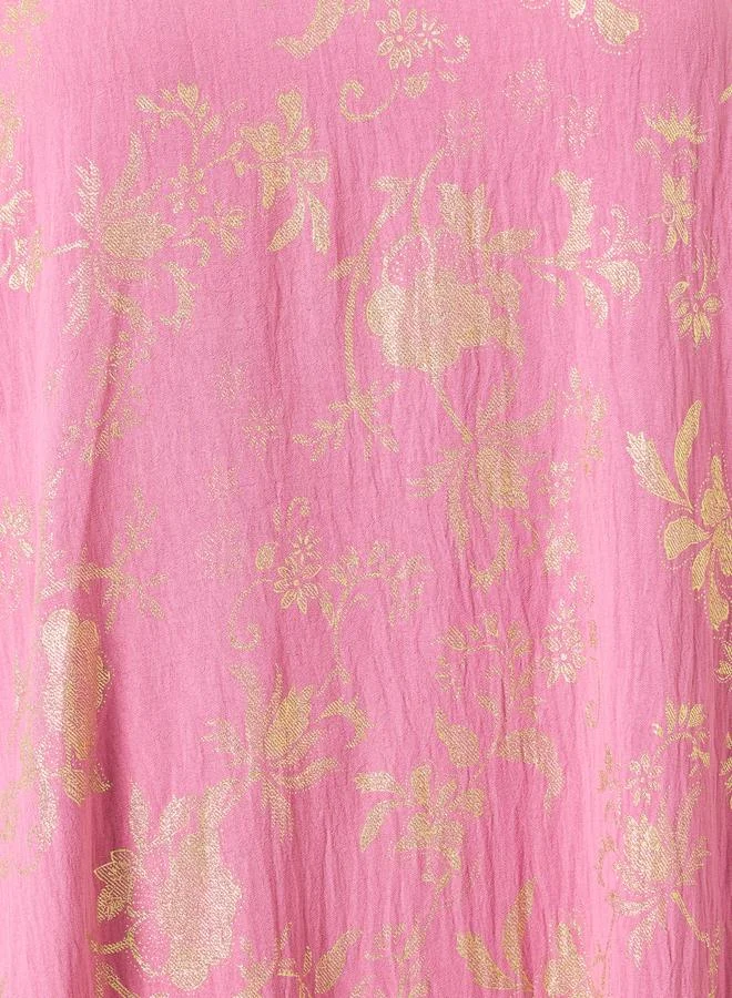 Take Two Pink Women Floral Printed Short Sleeve Jalabiya for Women | Best Price UAE