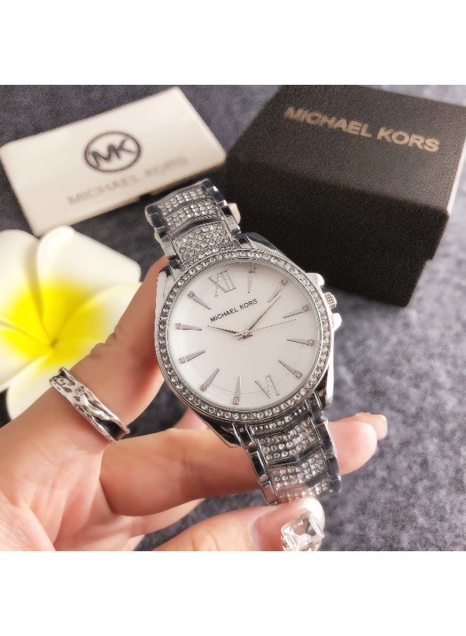 MK Michael Kors MK Classic Men's and Women's Fashion Multi functional Alloy Round Quartz Watch Stainless Steel Strap 38CM - Image 2