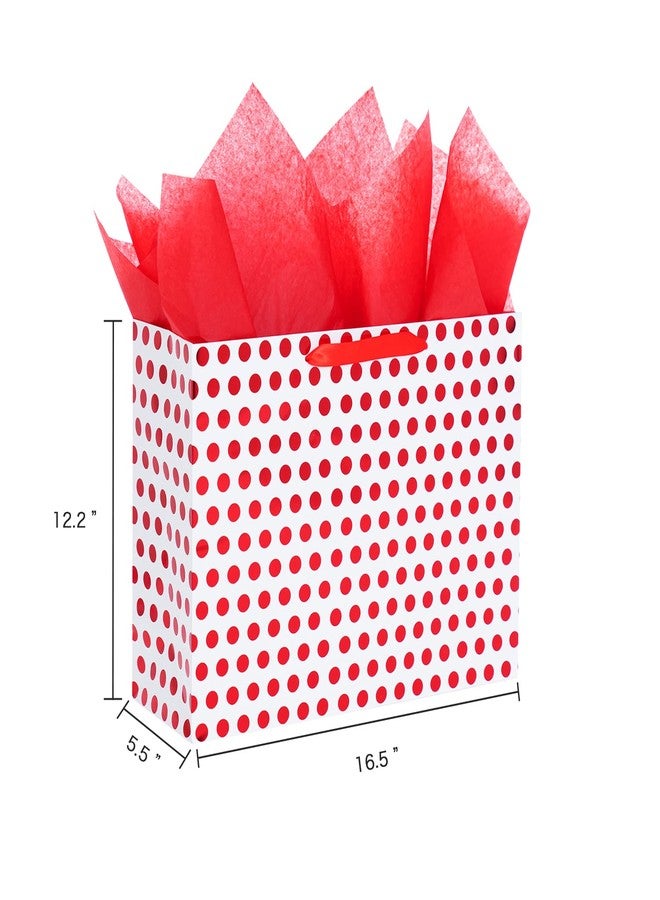 Bobobag 4 Pack 16.5" Extra Large Gift Bags with Tissue Paper for Mother's Day, Birthday Presents (gold, red, green, purple polka dot) - Image 5
