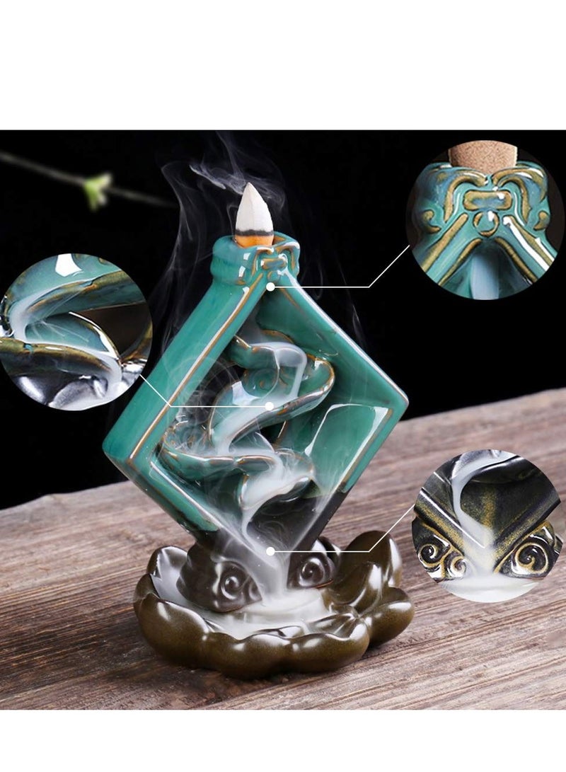 KASTWAVE موقد بخور مرتجع، حامل بخور مرتجع من KASTWAVE، موقد بخور شلال من السيراميك لتزيين المنزل مع 40 مخروط بخور مرتجع للعلاج بالروائح والتأمل - Image 4