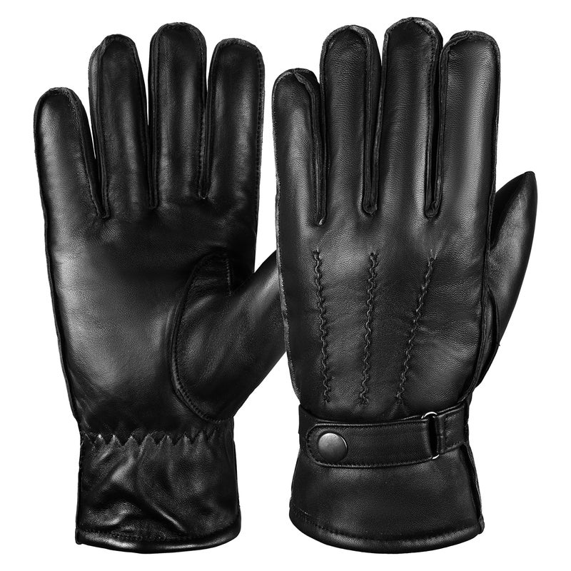 قفازات رياضية للرجال من سباركس للطقس البارد قفازات جلدية حقيقية للقيادة باللون الأسود (صغير)
