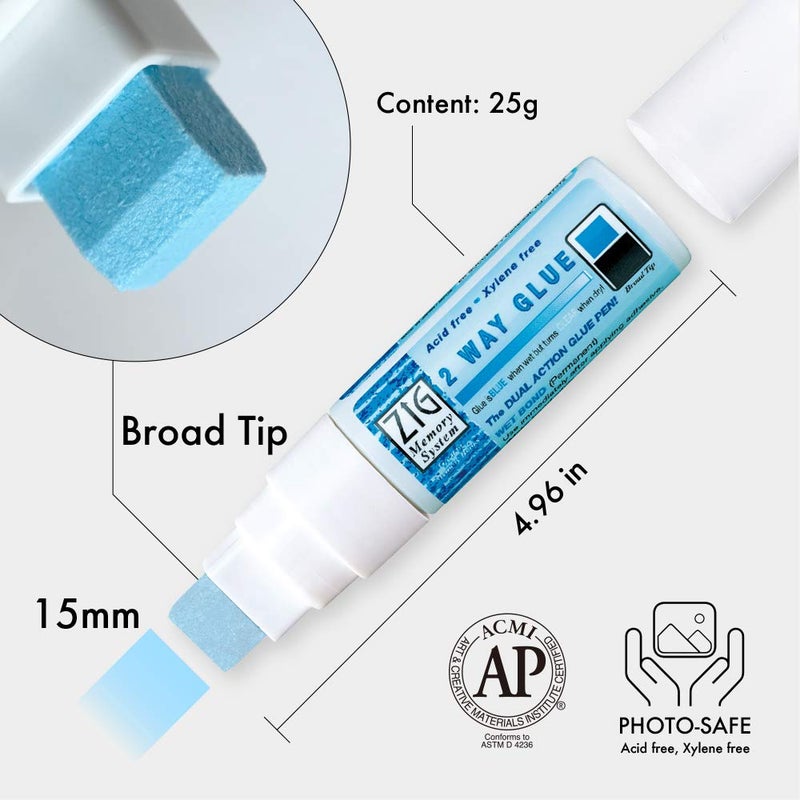 Zig Kuretake 2 Way Glue Stick Pen, Board Tip,15mm Tip, AP-Certified, Made in Japan - Image 2