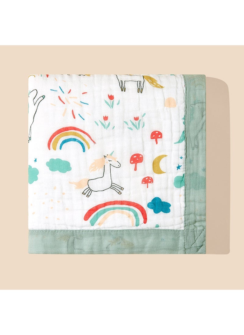 Generic Cartoon Kids Bath Towel Six-Layer Gauze Rainbow Horse 393g 