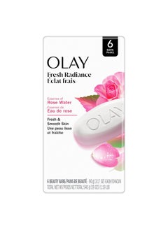 Olay Olay Fresh Radiance Beauty Bar, Nourishing & Refreshing Formula, Smooth & Gentle on Skin, Vitamin B3 Complex, Essence of Rose Water Scent, 3.17 oz (Pack of 6)  - Image 1
