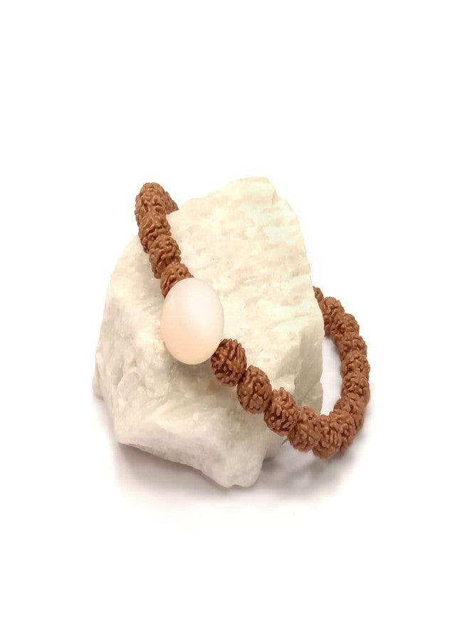 Chitshakti Lab Certified Original Panchmukhi Rudraksha Bracelet with Moonstone | AAA Grade Hand-sorted Rudraksha Stretchable Bracelet |Unisex both for Men and Women - Image 3