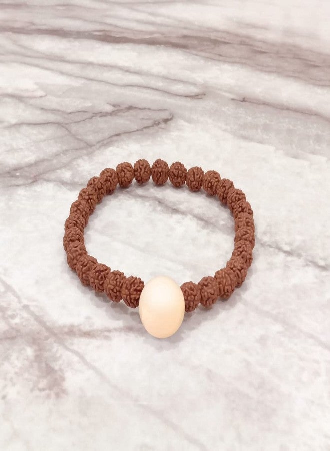 Chitshakti Lab Certified Original Panchmukhi Rudraksha Bracelet with Moonstone | AAA Grade Hand-sorted Rudraksha Stretchable Bracelet |Unisex both for Men and Women - Image 5