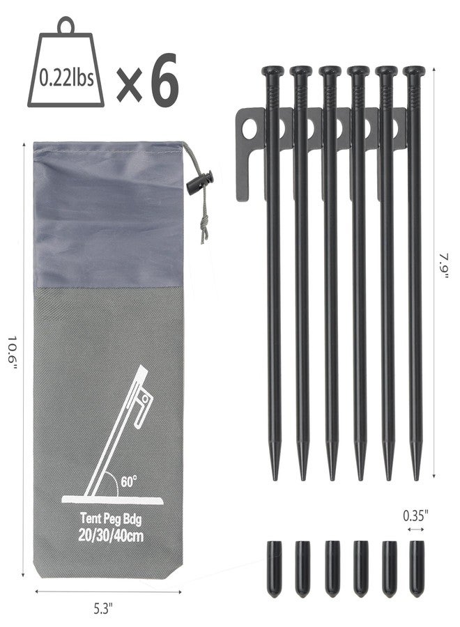Wind Tour Tent Stakes Metal Tent Pegs Heavy Duty Stakes Ground Stakes Tent Spikes for Camping Hiking with 6PCS (Black-20cm) - Image 2