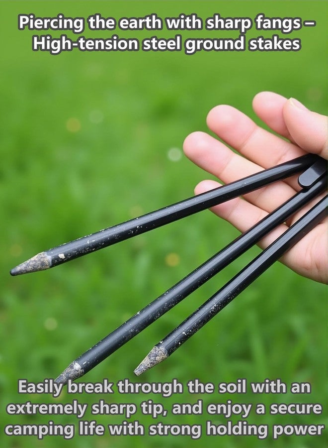 Wind Tour Tent Stakes Metal Tent Pegs Heavy Duty Stakes Ground Stakes Tent Spikes for Camping Hiking with 6PCS (Black-20cm) - Image 5