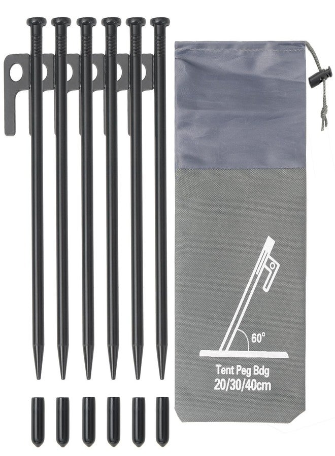 Wind Tour Tent Stakes Metal Tent Pegs Heavy Duty Stakes Ground Stakes Tent Spikes for Camping Hiking with 6PCS (Black-20cm) - Image 1