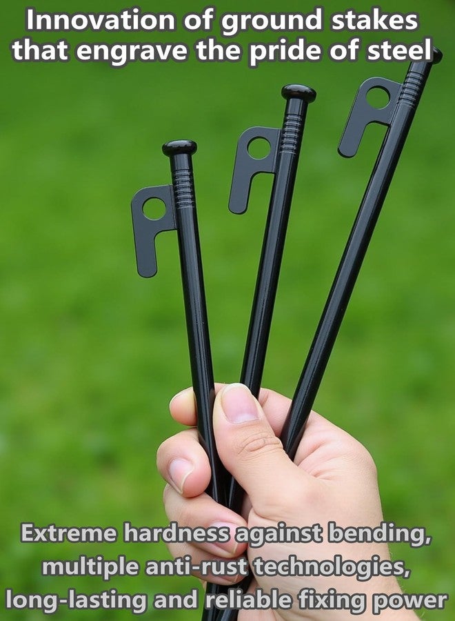 Wind Tour Tent Stakes Metal Tent Pegs Heavy Duty Stakes Ground Stakes Tent Spikes for Camping Hiking with 6PCS (Black-20cm) - Image 3