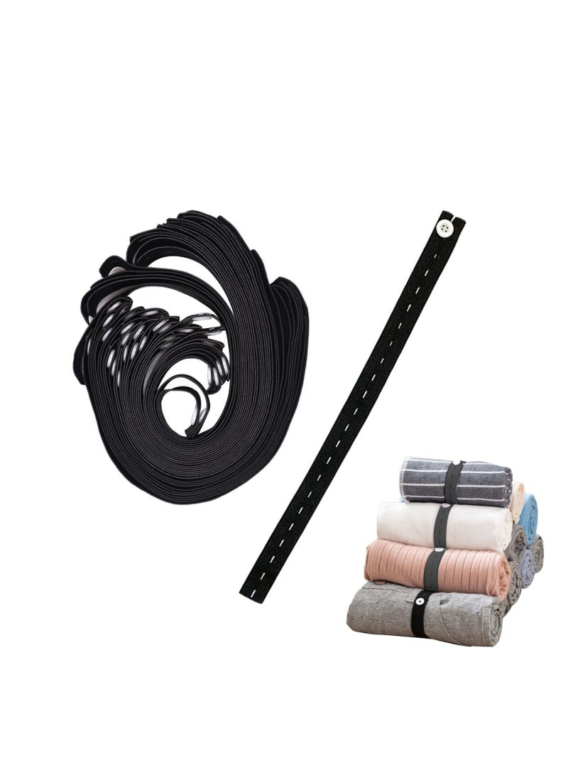 SYOSI 30Pcs Roll-up Clothes Storage Elastic Band, Adjustable Clothing Storage Strap with Button and Buttonholes, Travel Luggage Space Saver, Drawer and Closet Organizer, Black - Image 1