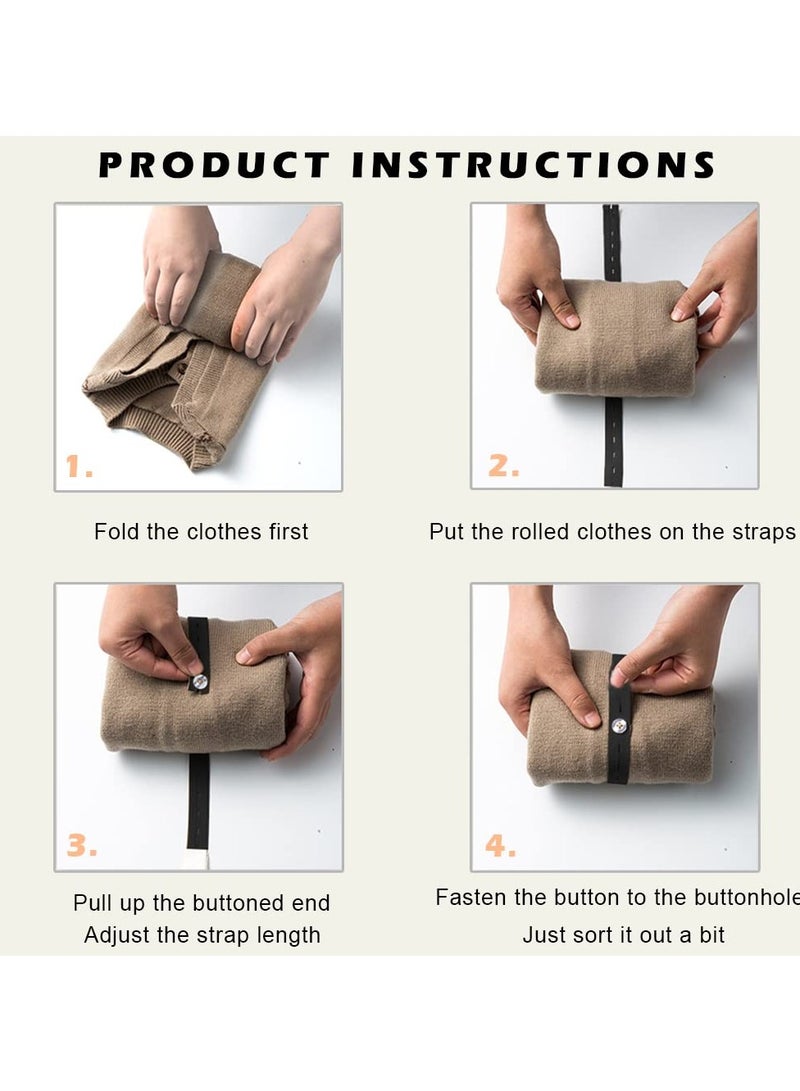 SYOSI 30Pcs Roll-up Clothes Storage Elastic Band, Adjustable Clothing Storage Strap with Button and Buttonholes, Travel Luggage Space Saver, Drawer and Closet Organizer, Black - Image 5