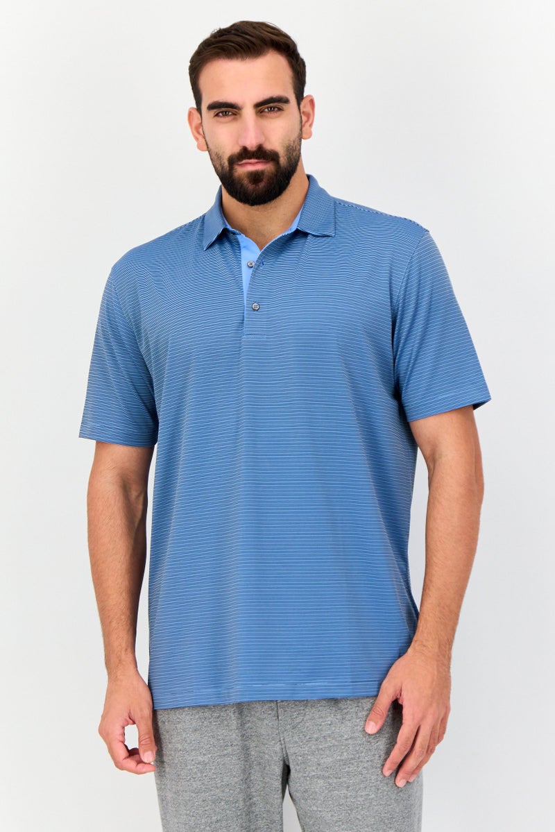 Greg Norman Men Sportswear Fit Short Sleeve Outdoor Polo Shirt, Sky Blue  - Image 1