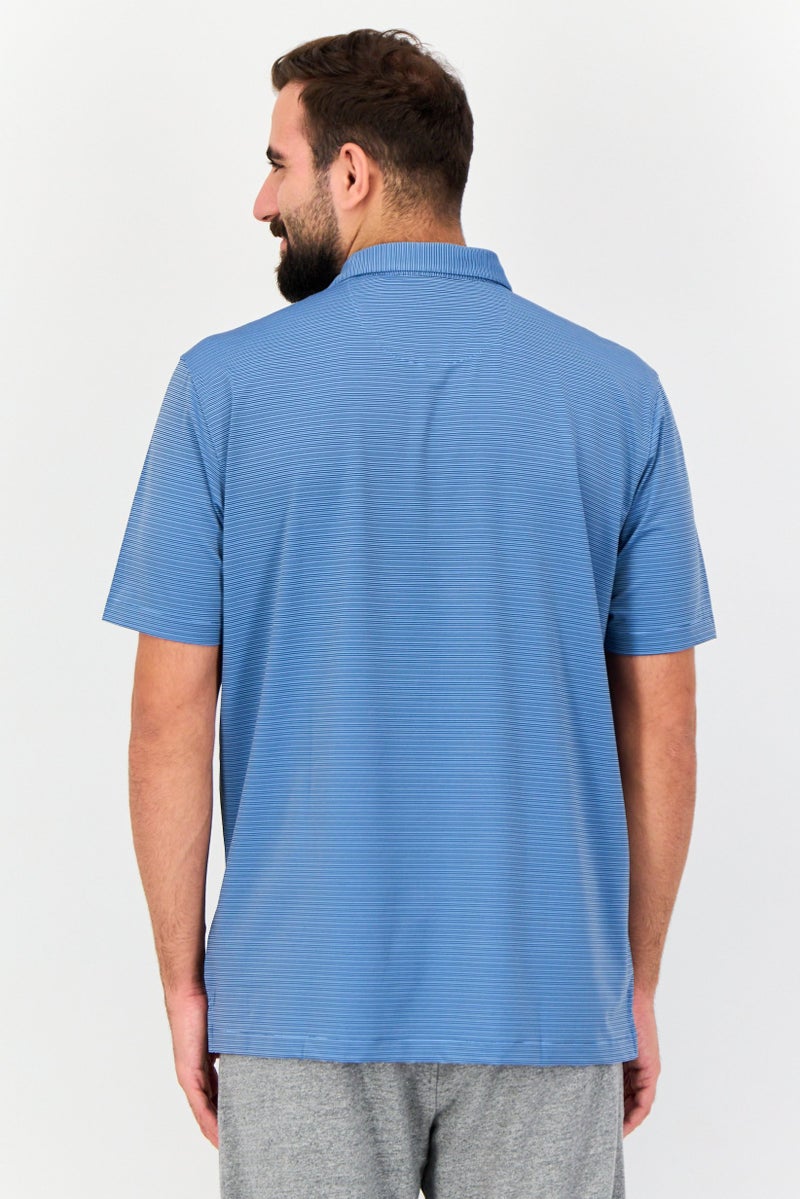 Greg Norman Men Sportswear Fit Short Sleeve Outdoor Polo Shirt, Sky Blue  - Image 4