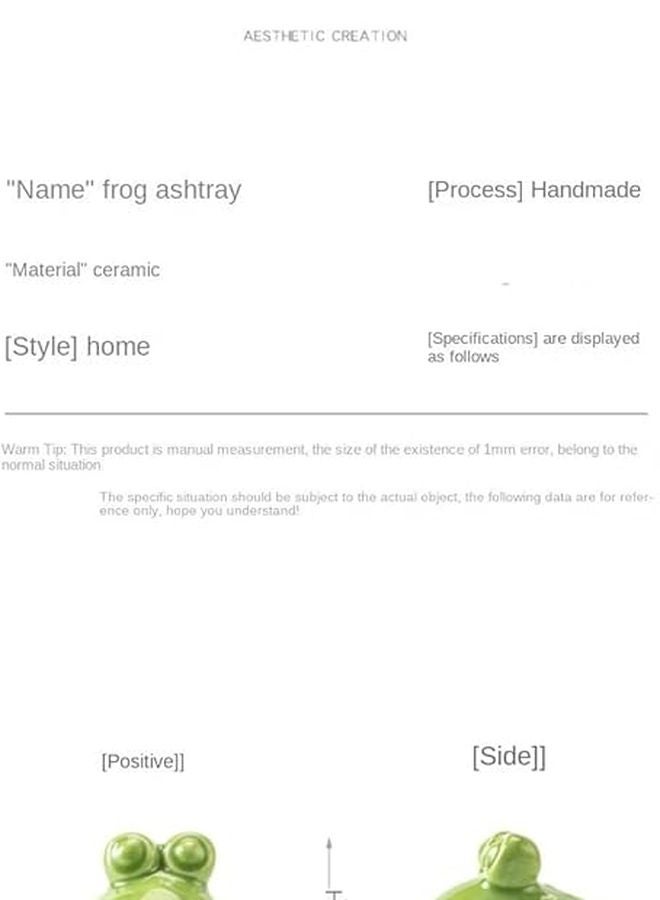 Green Ceramic Frog Ashtray Home Office Decor Storage Art Tea Pet Craft - Image 3