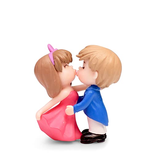 iDream Kissing Couple Resin Showpiece Miniature – Romantic Love Figurine for Home Décor, Gift for Valentine, Anniversary, Wedding, Tabletop Decoration (Blue & Red) - Image 1