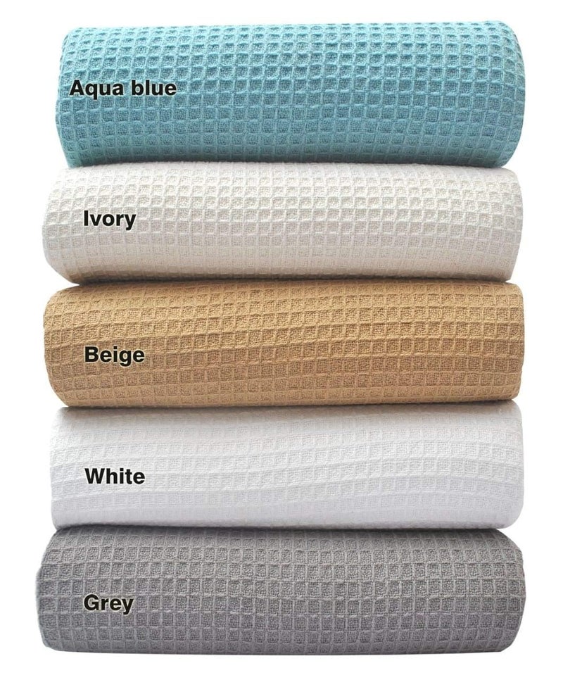 Tex Trend Ivory Waffle Blanket  100 Cotton Blankets Queen Size  Breathable and Soft for Summer Spring  Suitable for Bed Layering Sofa  Ivory 90x90
