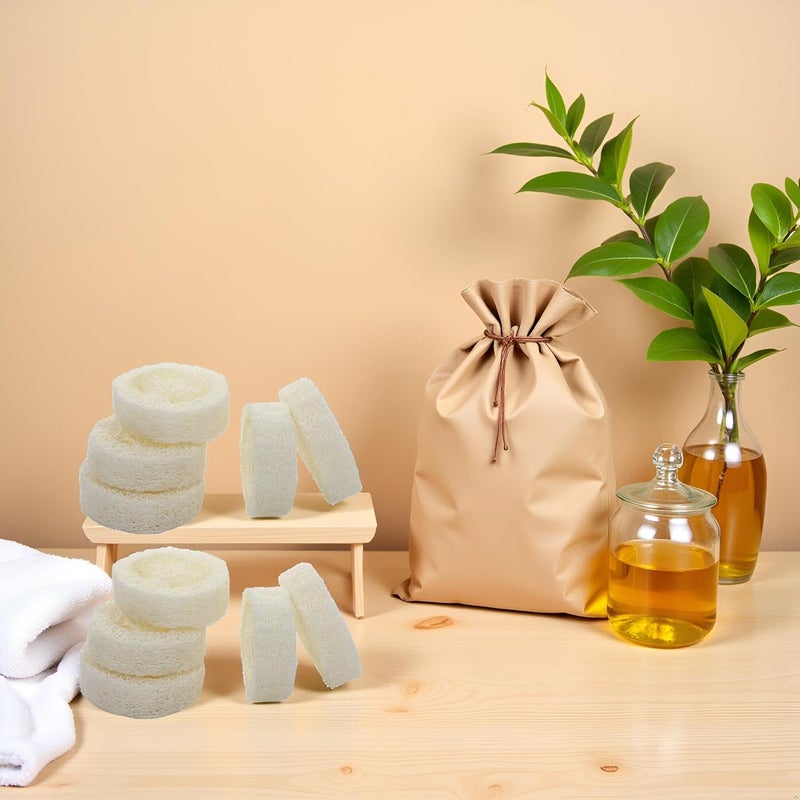 GANPUB 10Pcs White Natural Loofah Slices for Soap Making Loofah Exfoliating Body Sponge Scrubber for Skin Care Loofa Soap Supplies Bathing Accessories - Image 2