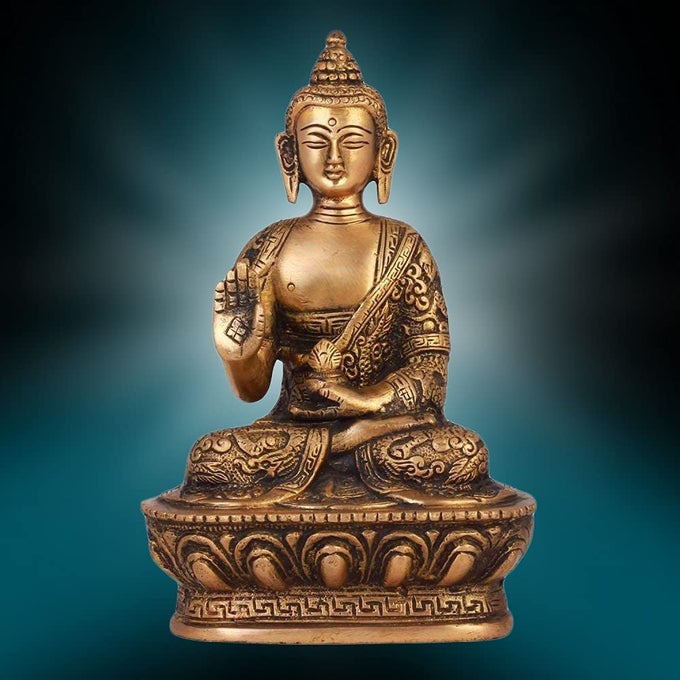 BRASS BUDDHA IDOL HAND CRAFTED GAUTAM BUDDHA STATUE RUSTIC FINISH 7 PACK OF 1 IDOL