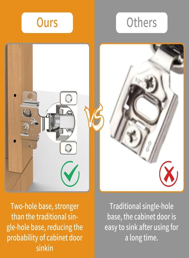 Chibery 10 Pack 1/2" Overlay 3D Soft Close Concealed Hinge, Face Frame Door, Small Angle Slow Close, Self Closing Hidden Satin Nickel, 105° Concealed Stainless Steel Hinges for Kitchen Cabinet Door - Image 4