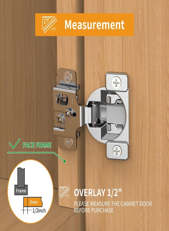 Chibery 10 Pack 1/2" Overlay 3D Soft Close Concealed Hinge, Face Frame Door, Small Angle Slow Close, Self Closing Hidden Satin Nickel, 105° Concealed Stainless Steel Hinges for Kitchen Cabinet Door - Image 2