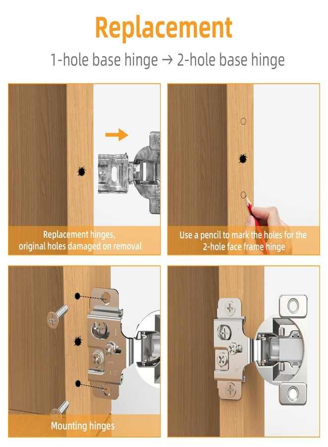 Chibery 10 Pack 1/2" Overlay 3D Soft Close Concealed Hinge, Face Frame Door, Small Angle Slow Close, Self Closing Hidden Satin Nickel, 105° Concealed Stainless Steel Hinges for Kitchen Cabinet Door - Image 3