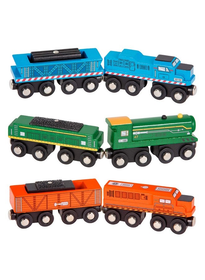 Battat - Classic Trains - 6Pc Wooden Railroad Set - Magnetic Toy Trains - Train Engines & Cars - 3 Years + - Wooden Locomotives & Freight Cars - Image 1