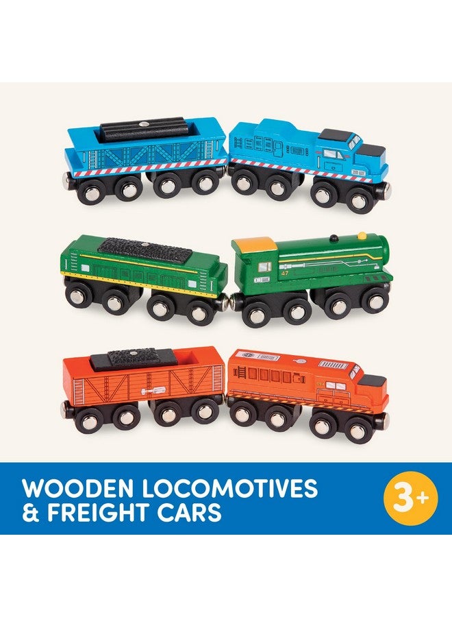 Battat - Classic Trains - 6Pc Wooden Railroad Set - Magnetic Toy Trains - Train Engines & Cars - 3 Years + - Wooden Locomotives & Freight Cars - Image 5