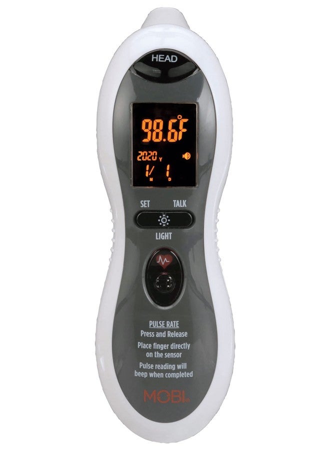MOBI Ultra Pulse Ear & Forehead Digital Thermometer for Baby, Kids & Adults with Pulse Monitor, Talking Voice, Fever Indicator, Flashlight, Fast 1-Second Reading