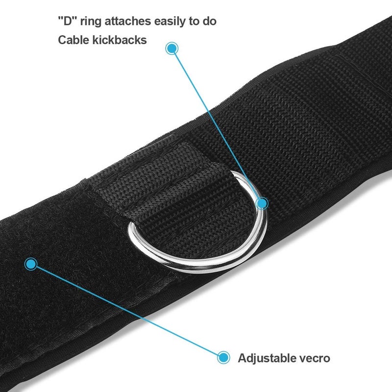 Pingmall HYVAWO Ankle Straps Neoprene Padded Fitness Wrist Cuffs with D Ring High Strength Exercises Gym Pulley Strap for Cable Machines (Black 2 Pack) - Image 4