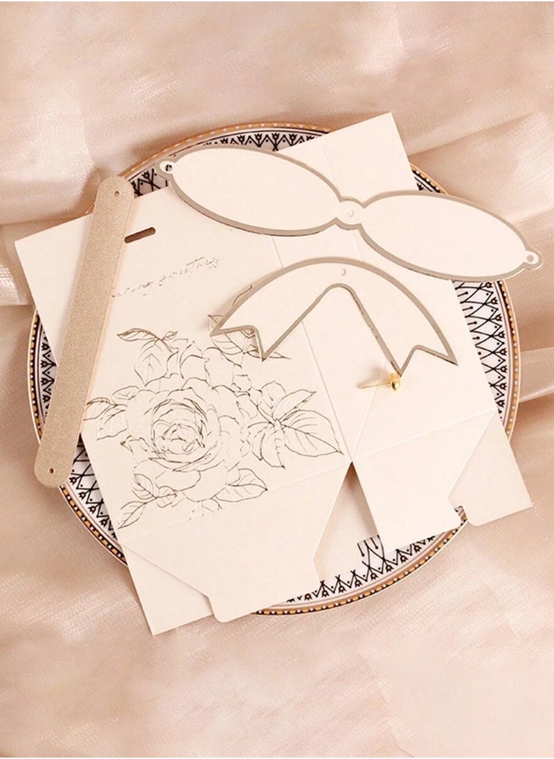 Generic - Elegant Ivory & Gold Gift Box With Bow – Pack of 10 – Perfect For Weddings, Anniversaries, And Special Occasions - Image 1