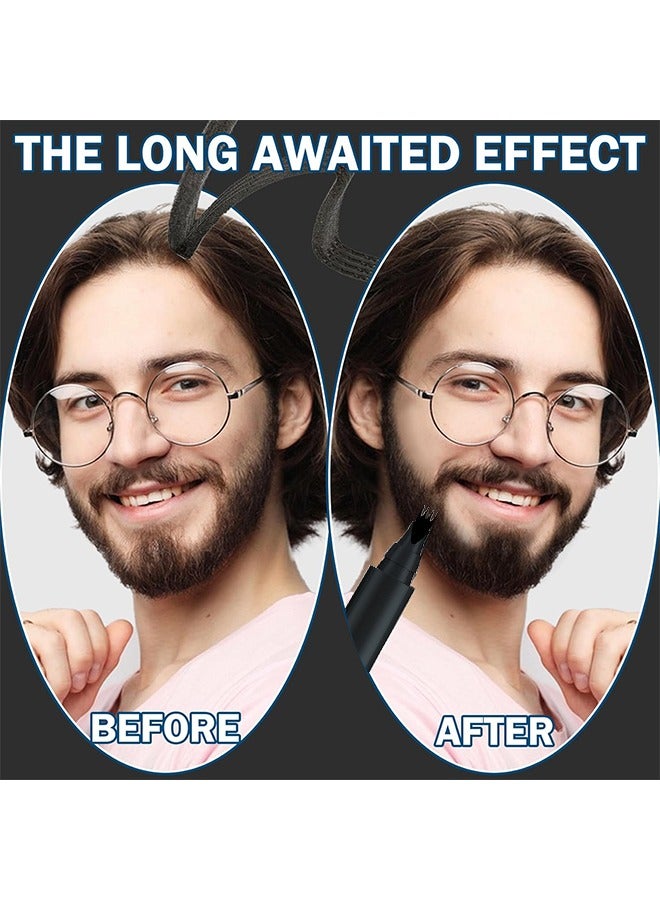 Beard Shaping Pen, Three-In-One Beard Filler Pen, Beard Powder And Beard Brush, Waterproof And Sweat-Proof Long-Lasting Coverage - Image 3