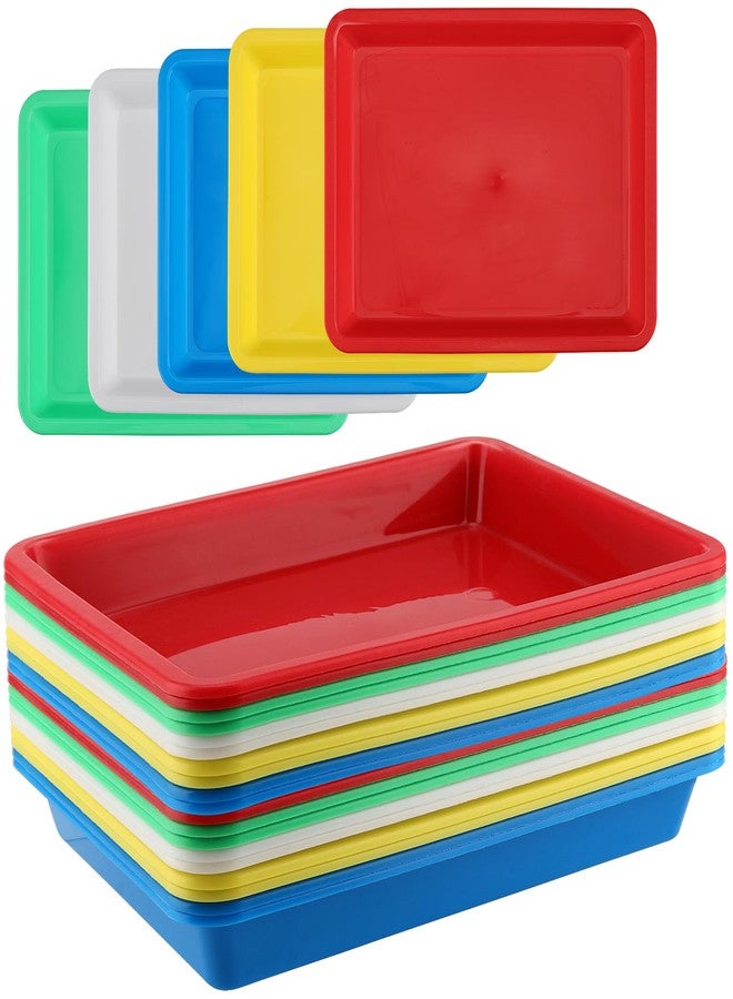 JOIKIT 20 Pack 13.3x9.8 Inch Multicolor Plastic Art Trays, Art & Craft Organizer, Activity Organizer, Serving Tray for Beads, Painting, Blocks, DIY Projects - Image 1