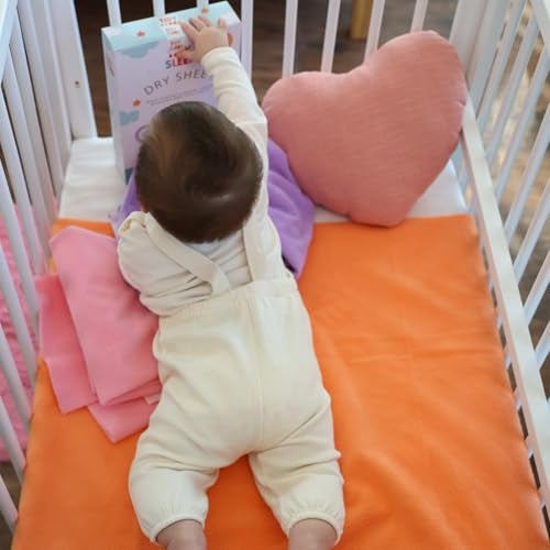 TIDY SLEEP Waterproof Baby Dry Sheet with Jersey Cotton Cloth Nappy Combo for New Born Orange Large (Orange) - Image 5